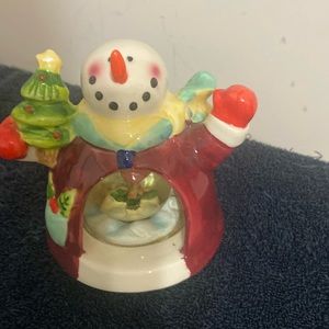 Ceramic snowman in red and white